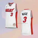 Men's Miami Heat Dwyane Wade NO 3 Mitchell & Ness 2005-06 White Jersey