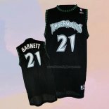 Men's Minnesota Timberwolves Kevin Garnett NO 21 Throwback Black Jersey