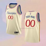 Men's Philadelphia 76ers Customize City 2019-20 Cream Jersey