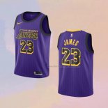Kid's Los Angeles Lakers LeBron James NO 23 City 2019-20 Purple Jersey