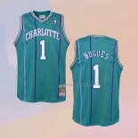 Men's Charlotte Hornets Muggsy Bogues NO 1 Hardwood Classics 1992-93 Green Jersey