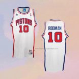Men's Detroit Pistons Dennis Rodman NO 10 Throwback White Jersey
