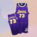 Men's Los Angeles Lakers Dennis Rodman NO 73 Throwback Purple Jersey