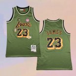 Men's Los Angeles Lakers LeBron James NO 23 Mitchell & Ness 2018-19 Green Jersey