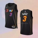 Men's Miami Heat Dwyane Wade NO 3 City 2021-22 Black Jersey