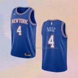 Men's New York Knicks Derrick Rose NO 4 Statement 2020-21 Blue Jersey