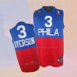 Men's Philadelphia 76ers Allen Iverson NO 3 Throwback Blue Red Jersey