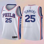 Kid's Philadelphia 76ers Ben Simmons NO 25 Association 2017-18 White Jersey
