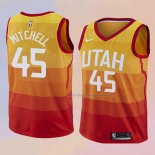 Kid's Utah Jazz Donovan Mitchell NO 45 City 2017-18 Orange Jersey