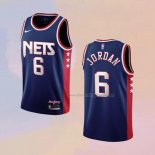 Men's Brooklyn Nets Deandre Jordan NO 6 City 2021-22 Blue Jersey