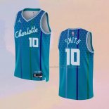 Men's Charlotte Hornets Ish Smith NO 10 City 2021-22 Blue Jersey