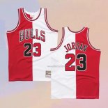 Men's Chicago Bulls Michael Jordan NO 23 Split White Red Jersey
