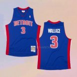 Men's Detroit Pistons Ben Wallace NO 3 Hardwood Classics Throwback Blue Jersey
