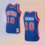 Men's Detroit Pistons Dennis Rodman NO 10 Mitchell & Ness 1988-89 Blue Jersey