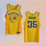 Men's Golden State Warriors Kevin Durant NO 35 Hardwood Classic Authentic Yellow Jersey
