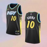 Men's Indiana Pacers Kendall Brown NO 10 City 2023-24 Black Jersey