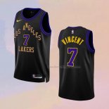 Men's Los Angeles Lakers Gabe Vincent NO 7 City 2023-24 Black Jersey