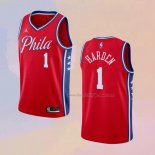 Men's Philadelphia 76ers James Harden NO 1 Statement 2020-21 Red Jersey