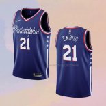 Men's Philadelphia 76ers Joel Embiid NO 21 City 2019-20 Blue Jersey