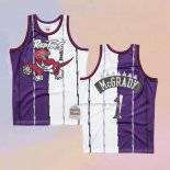 Men's Toronto Raptors Tracy McGrady NO 1 Mitchell & Ness 1998-99 Split Purple White Jersey