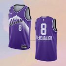 Men's Utah Jazz Brice Sensabaugh NO 8 City 2023-24 Purple Jersey