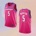 Men's Washington Wizards Cassius Winston NO 5 City 2022-23 Pink Jersey