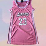 Women's Los Angeles Lakers LeBron James NO 23 Pink Jersey