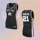 Women's San Antonio Spurs Tim Duncan NO 21 Icon 2017-18 Black Jersey