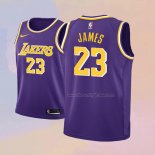 Kid's Los Angeles Lakers LeBron James NO 23 Statement 2018-19 Purple Jersey