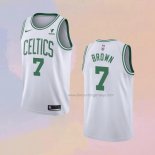 Men's Boston Celtics Jaylen Brown NO 7 Association 2021-22 White Jersey