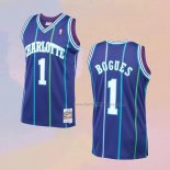 Men's Charlotte Hornets Muggsy Bogues NO 1 Mitchell & Ness 1994-95 Purple Jersey