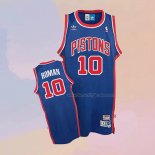 Men's Detroit Pistons Dennis Rodman NO 10 Throwback Blue Jersey