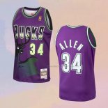 Men's Milwaukee Bucks Ray Allen NO 34 Mitchell & Ness 1996-97 Purple Jersey