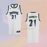 Men's Minnesota Timberwolves Kevin Garnett NO 21 Throwback White Jersey