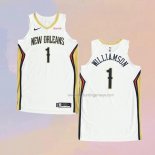 Men's New Orleans Pelicans Zion Williamson NO 1 Association Authentic 2020-21 White Jersey