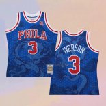 Men's Philadelphia 76ers Allen Iverson NO 3 Asian Heritage Throwback 1996-97 Blue Jersey