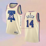 Men's Philadelphia 76ers Danny Green NO 14 Earned 2020-21 Cream Jersey