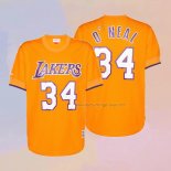 Men's Short Sleeve Los Angeles Lakers Shaquille O'neal NO 34 Yellow Jersey