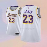 Kid's Los Angeles Lakers LeBron James NO 23 Association 2017-18 White Jersey