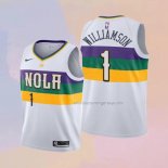 Kid's New Orleans Pelicans Zion Williamson NO 1 City 2019-20 White Jersey