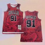 Men's Chicago Bulls Dennis Rodman NO 91 Asian Heritage Throwback 1997-98 Red Jersey