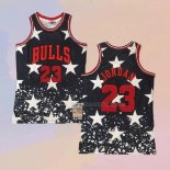 Men's Chicago Bulls Michael Jordan NO 23 Independence Day Mitchell & Ness Black Jersey
