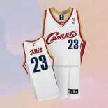 Men's Cleveland Cavaliers LeBron James NO 23 Throwback White Jersey