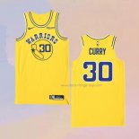 Men's Golden State Warriors Stephen Curry NO 30 Hardwood Classic Authentic Yellow Jersey