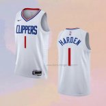 Men's Los Angeles Clippers James Harden NO 1 Association White Jersey