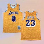 Men's Los Angeles Lakers Bape NO 23 Mitchell & Ness Yellow Jersey