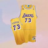 Men's Los Angeles Lakers Dennis Rodman NO 73 Throwback Yellow Jersey