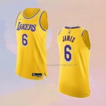 Men's Los Angeles Lakers LeBron James NO 6 Icon Authentic Yellow Jersey