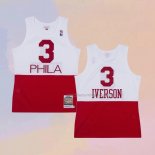 Men's Philadelphia 76ers Allen Iverson NO 3 Throwback White Red Jersey