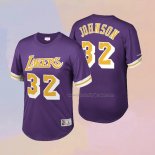 Men's Short Sleeve Los Angeles Lakers Magic Johnson NO 32 Purple Jersey
